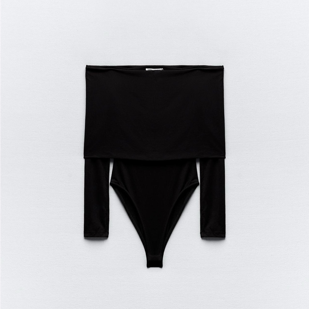 Zara polyamide off the shoulder bodysuit L